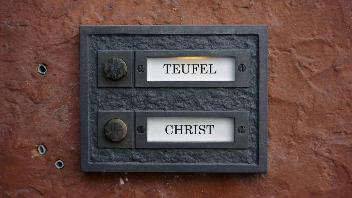 Klingelschild lustig Teufel Christ