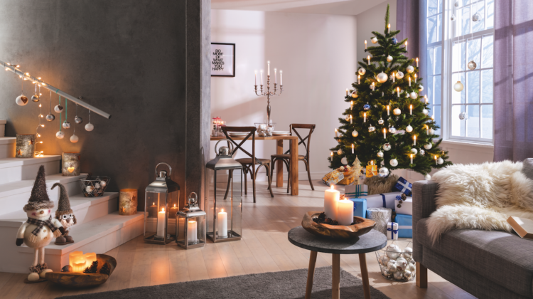 Weihnachten Bauhaus Weihnachtsbaum zu Hause trendsandstyle